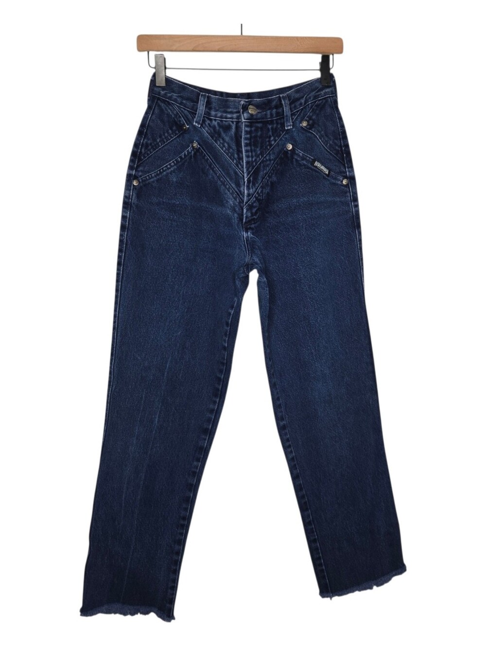 Vintage Roughrider Womens 80s Dark Wash High Waist Straight Denim Jeans Size 5/6